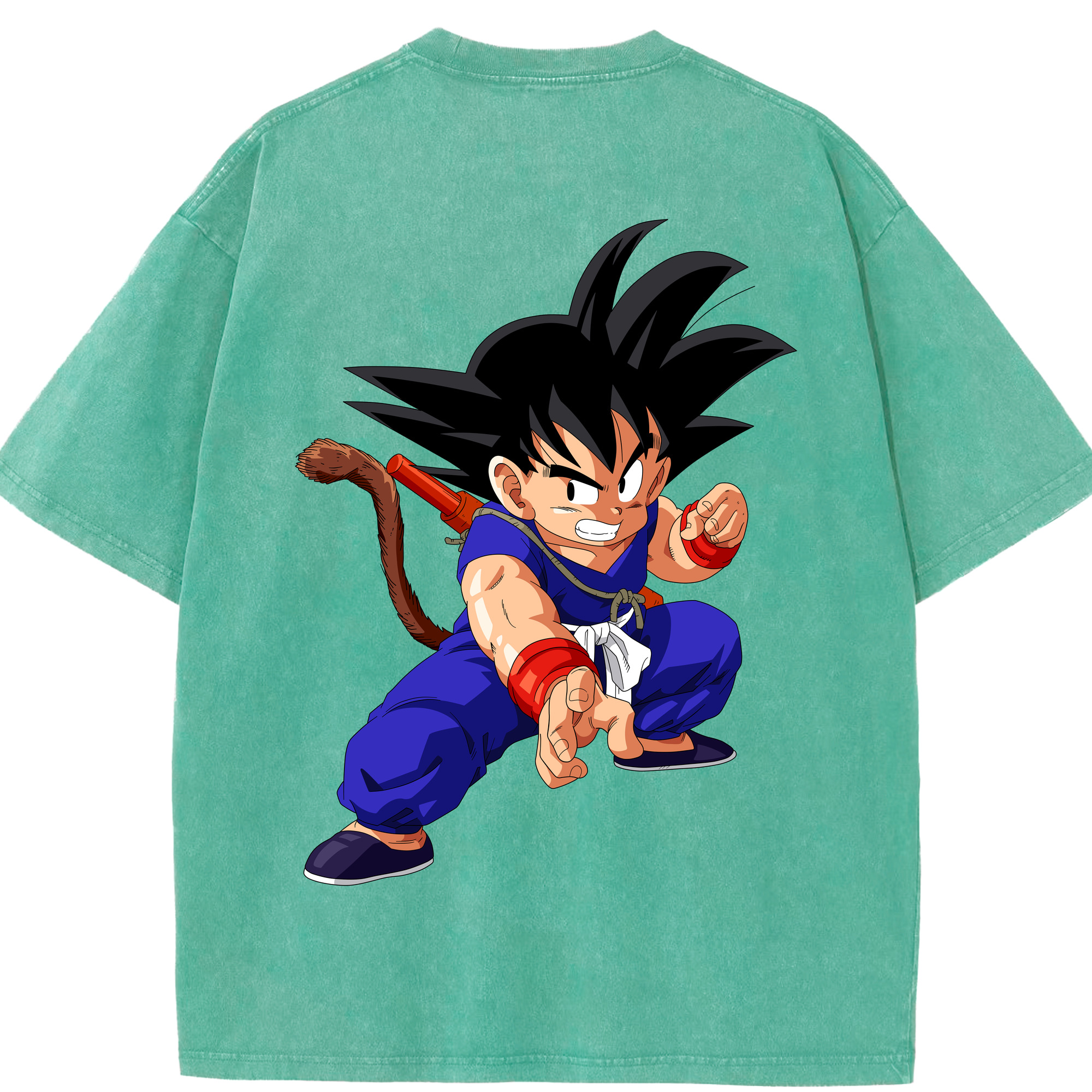 （画像用） ドラゴンボール 孫悟空（そん ごくう）Son Goku カカロット DRAGON BALL Kakarotto 綿100% ヴィンテージ風 半袖Tシャツ（背面プリント）